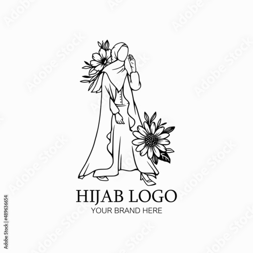 Hijab logo vector, hijab store icon illustration