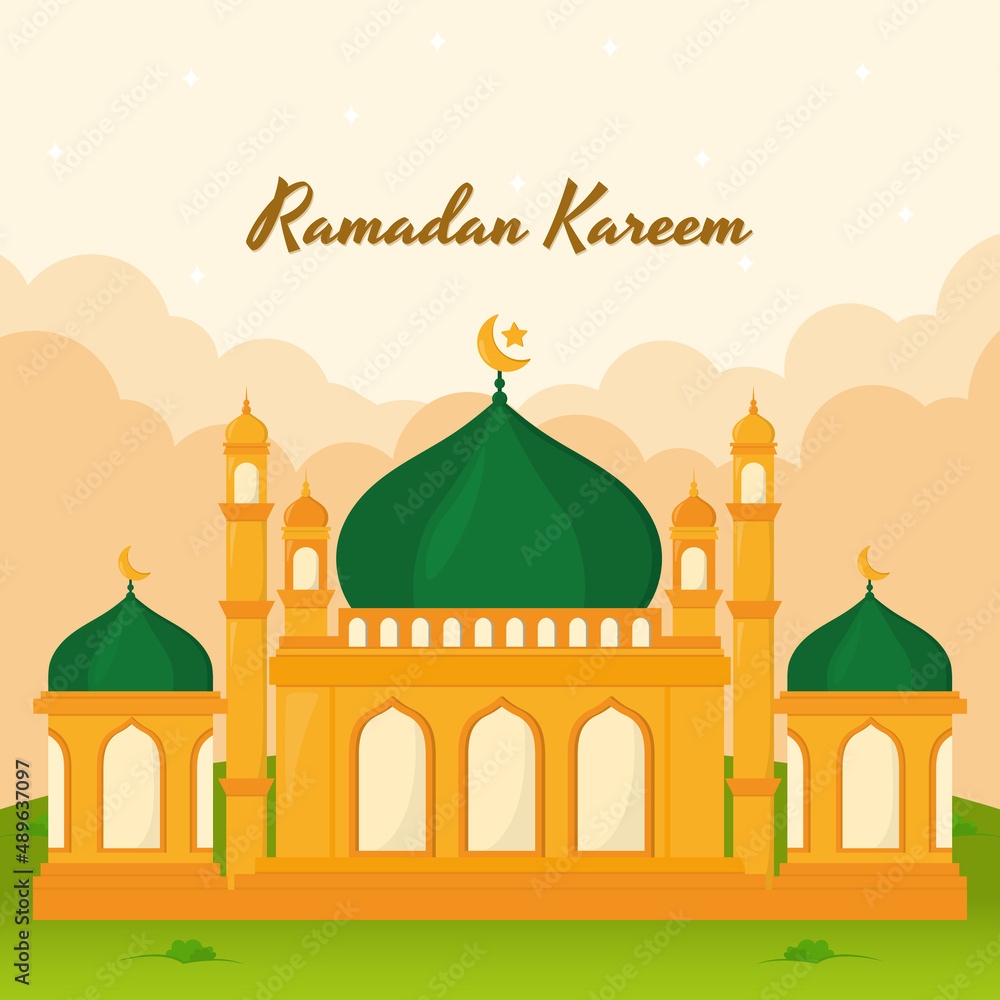 Animation Ramadan Kareem Islamic Background In Square Cartoon Graphic Vector