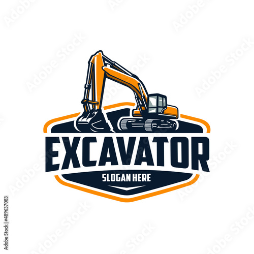 Excavator company ready made emlem logo template. Best for excavating realated industry