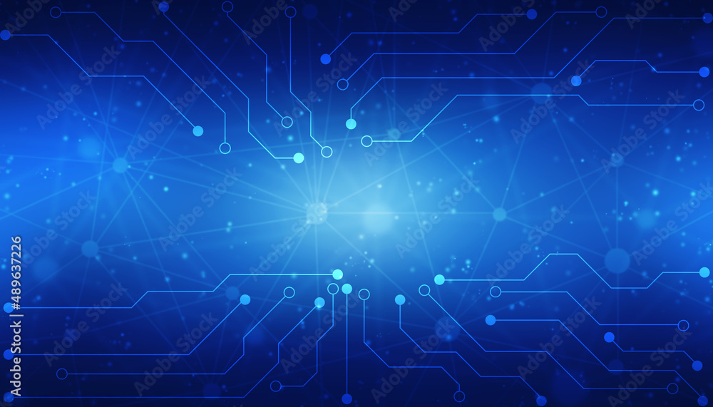 Fototapeta premium Abstract futuristic circuit board Illustration, Circuit board with various technology elements, Abstract speed technology concept, futuristic digital innovation background