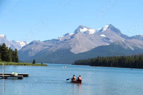 Boats On Maligne Lake, Jasper National Park, Alberta