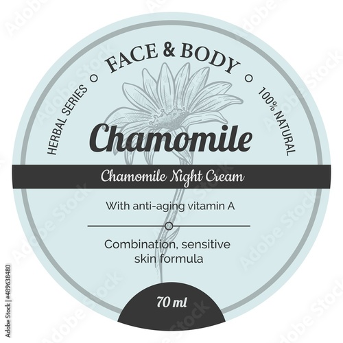 Chamomile night cream sensitive skin type label