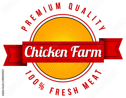 Chicken Farm banner with premium quality 100% fresh meat word logo