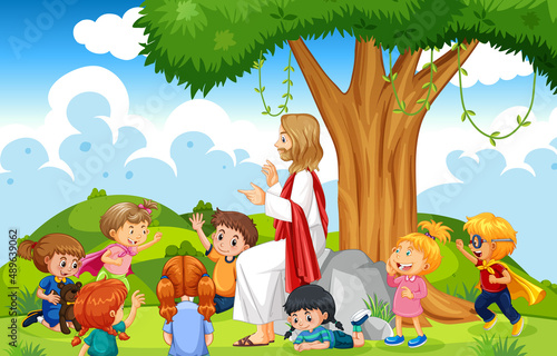 Jesus and children at the park