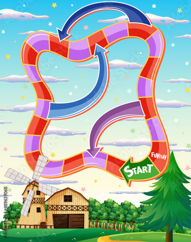 Snake and ladders game template in farm theme