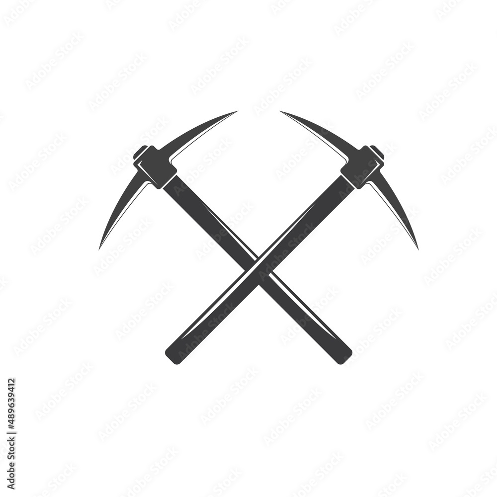 crossed pickaxe vector icon element design template Stock Vector