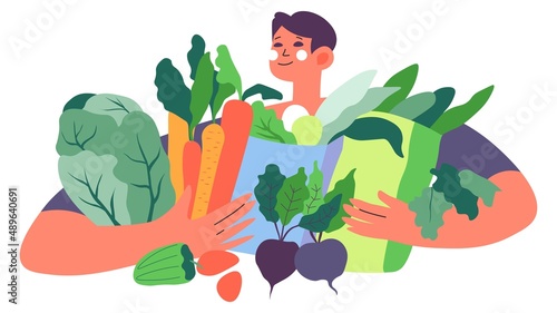 Healthy dieting and nutrition, man with vegetables