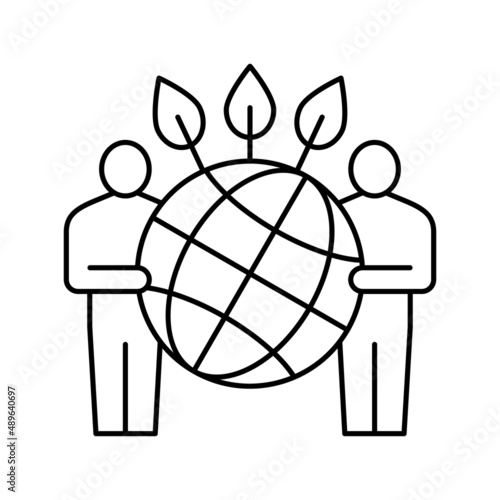 people safe planet ecosystem line icon vector illustration