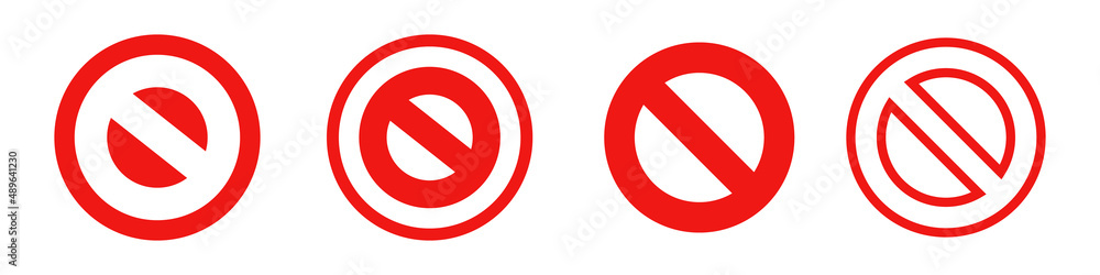 Stop sign icon set. Forbidden icons. Vector. Stop sign icon set. Forbidden icons. Vector.
