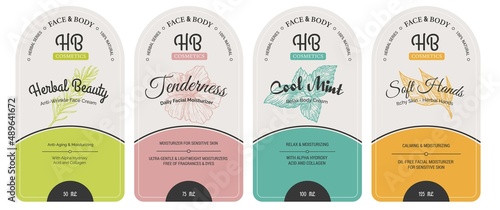 Herbal beauty, creams and cosmetic products label