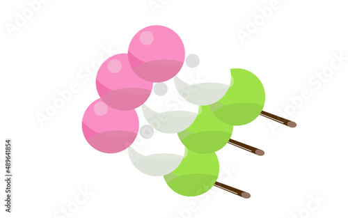 シンプルな花見団子 三色団子 3つセット ベクターイラスト