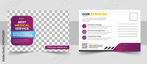 Medical health best postcard design.orporate postcard template design