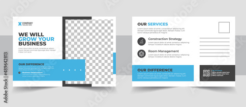 Corporate postcard design template. amazing and modern postcard design. Corporate business or marketing agency postcard template photo