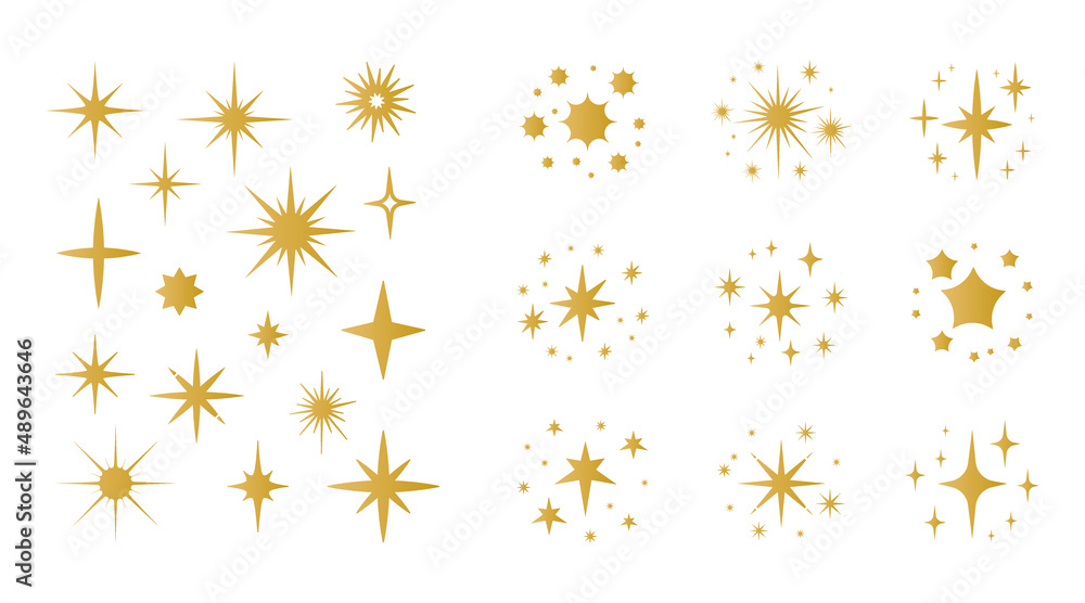 Cartoon sparkling. Yellow and golden star groups and twinkling elements. Isolated spark shapes. Firework shiny particles. Explosion glowing flashes. Holiday flares. Vector glitters set Cartoon sparkling. Yellow and golden star groups and twinkling elements. Isolated spark shapes. Firework shiny particles. Explosion glowing flashes. Holiday flares. Vector glitters set