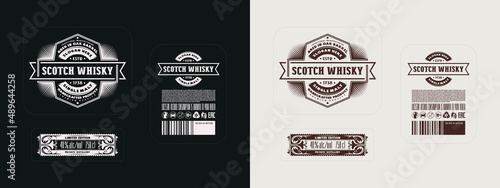 Template decorative label for single malt scotch whiskey