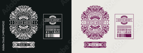 Template decorative label for single malt scotch whiskey