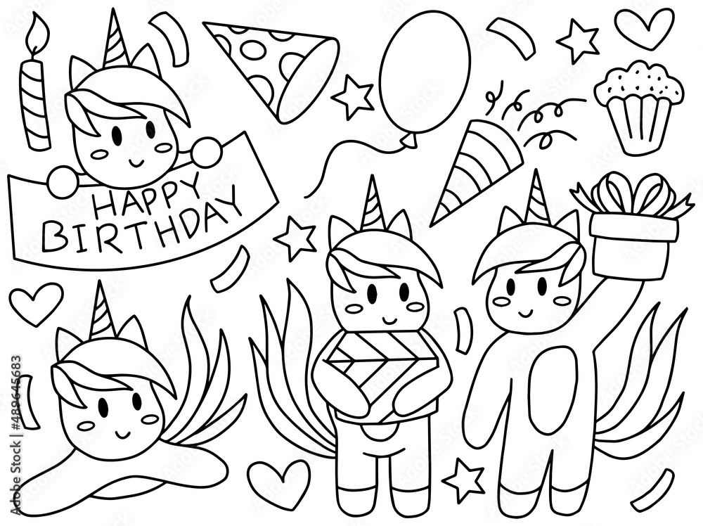 Unicorn Doodle Line Art Collection Unicorn Doodle Line Art Collection