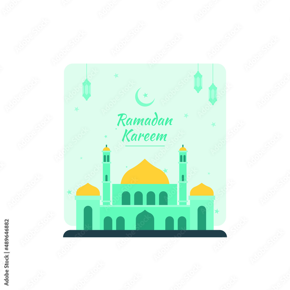 Fototapeta premium Ramadan kareem with Mosque concept illustration