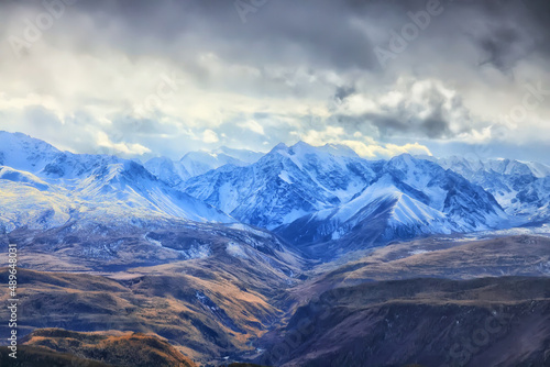 mountains snow altai landscape, background snow peak view