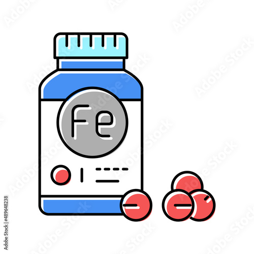 iron supplements package color icon vector illustration