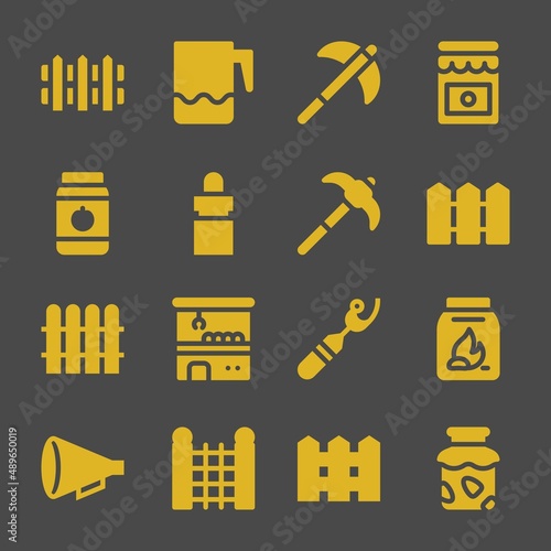 pick web icons. Fence and Jar, Jam and Fence symbol, vector signs