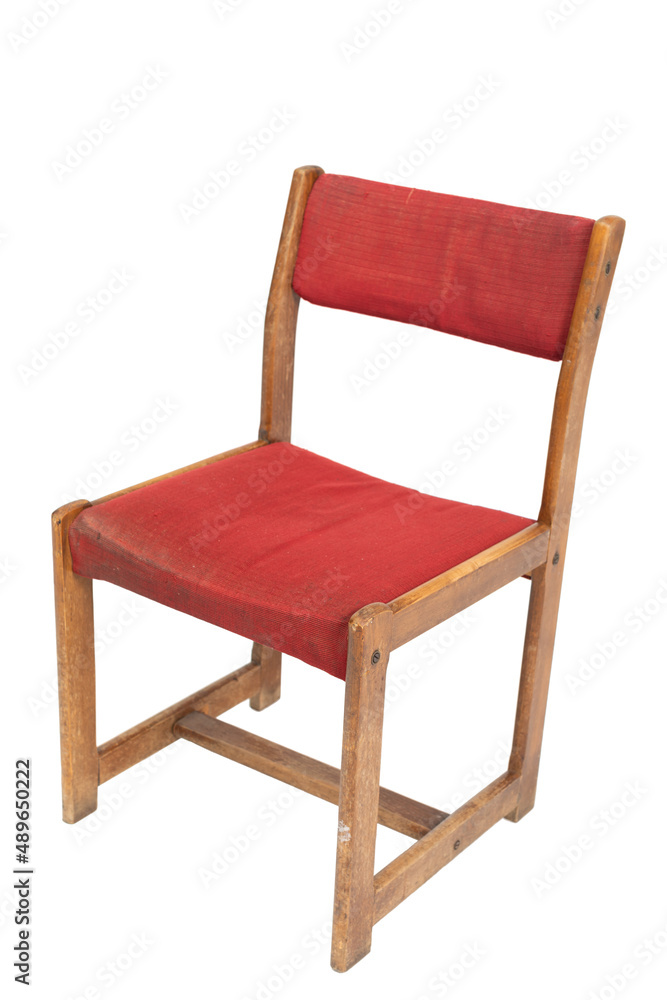 Polish red original chair from the 70's and 80's. Front angle view. Polish red original chair from the 70's and 80's. Front angle view.