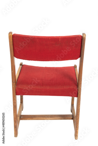 Polish red original chair from the 1970s and 1980s  rear view.