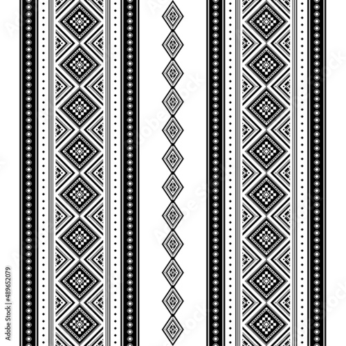 Geometric ethnic oriental seamless pattern traditional Design for background,carpet,wallpaper.clothing,wrapping,Batik fabric,Vector illustration.embroidery style - Sadu, sadou, sadow or sado