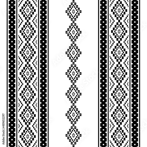 Geometric ethnic oriental seamless pattern traditional Design for background,carpet,wallpaper.clothing,wrapping,Batik fabric,Vector illustration.embroidery style - Sadu, sadou, sadow or sado