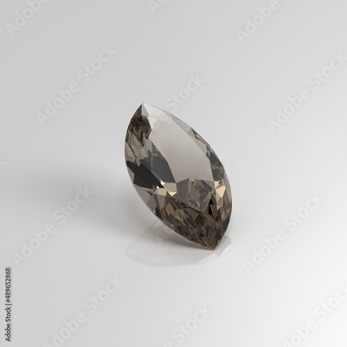 smoky quartz gemstone marquise 3D render