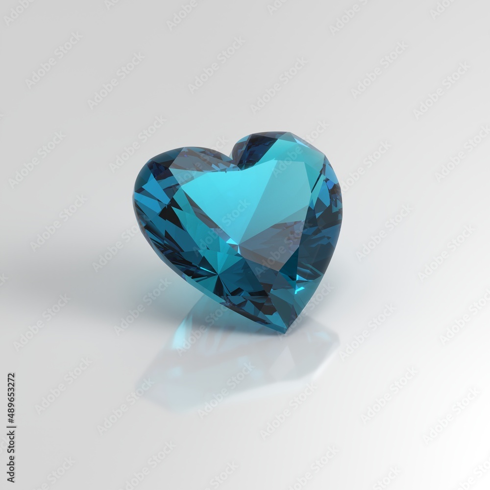 aquamarine gemstone heart 3D render aquamarine gemstone heart 3D render