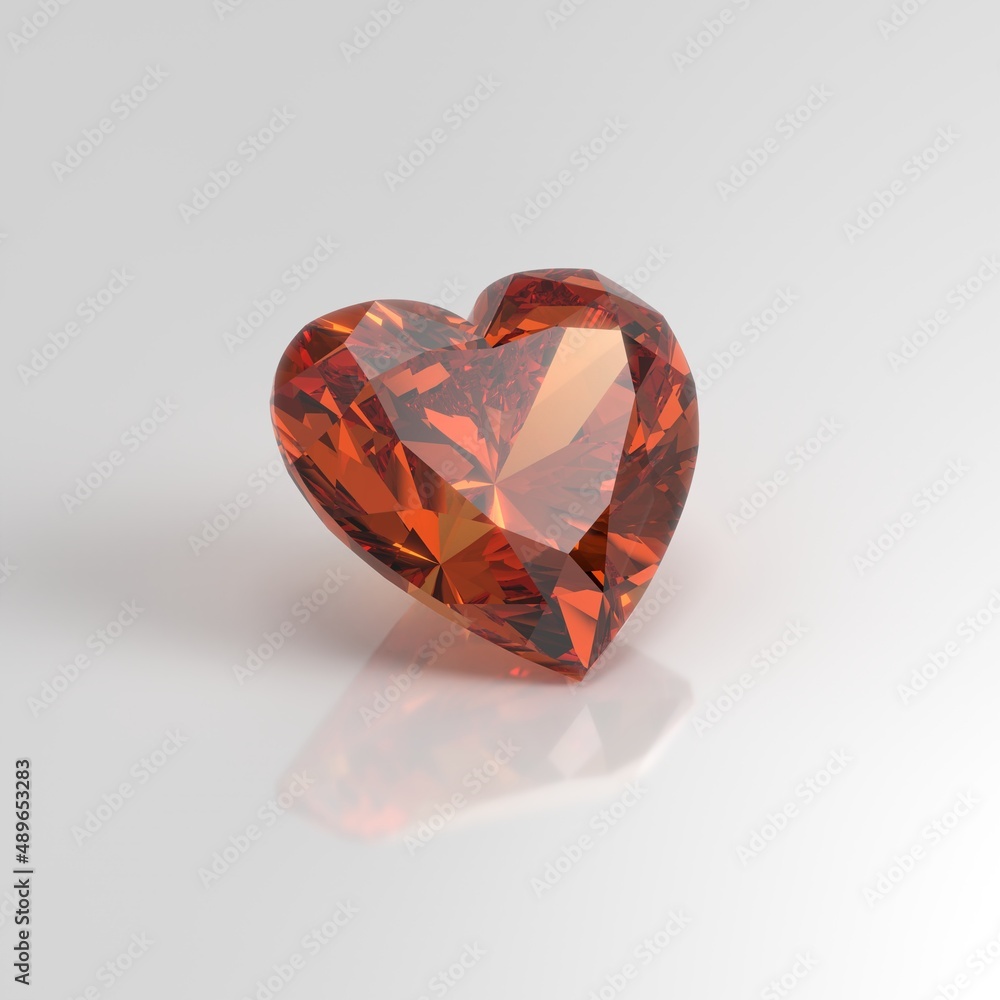 citrine gemstone heart 3D render citrine gemstone heart 3D render