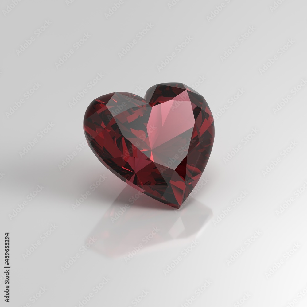 garnet gemstone heart 3D render garnet gemstone heart 3D render