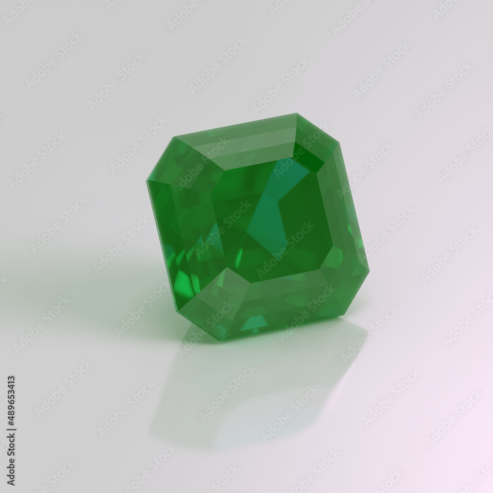 emerald gemstone asscher 3D render emerald gemstone asscher 3D render