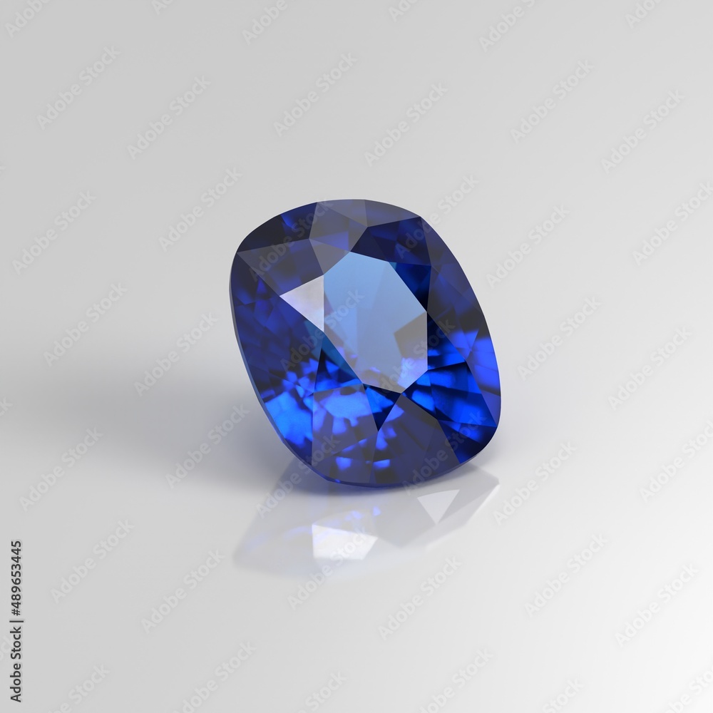 blue sapphire gemstone cushion 3D render blue sapphire gemstone cushion 3D render