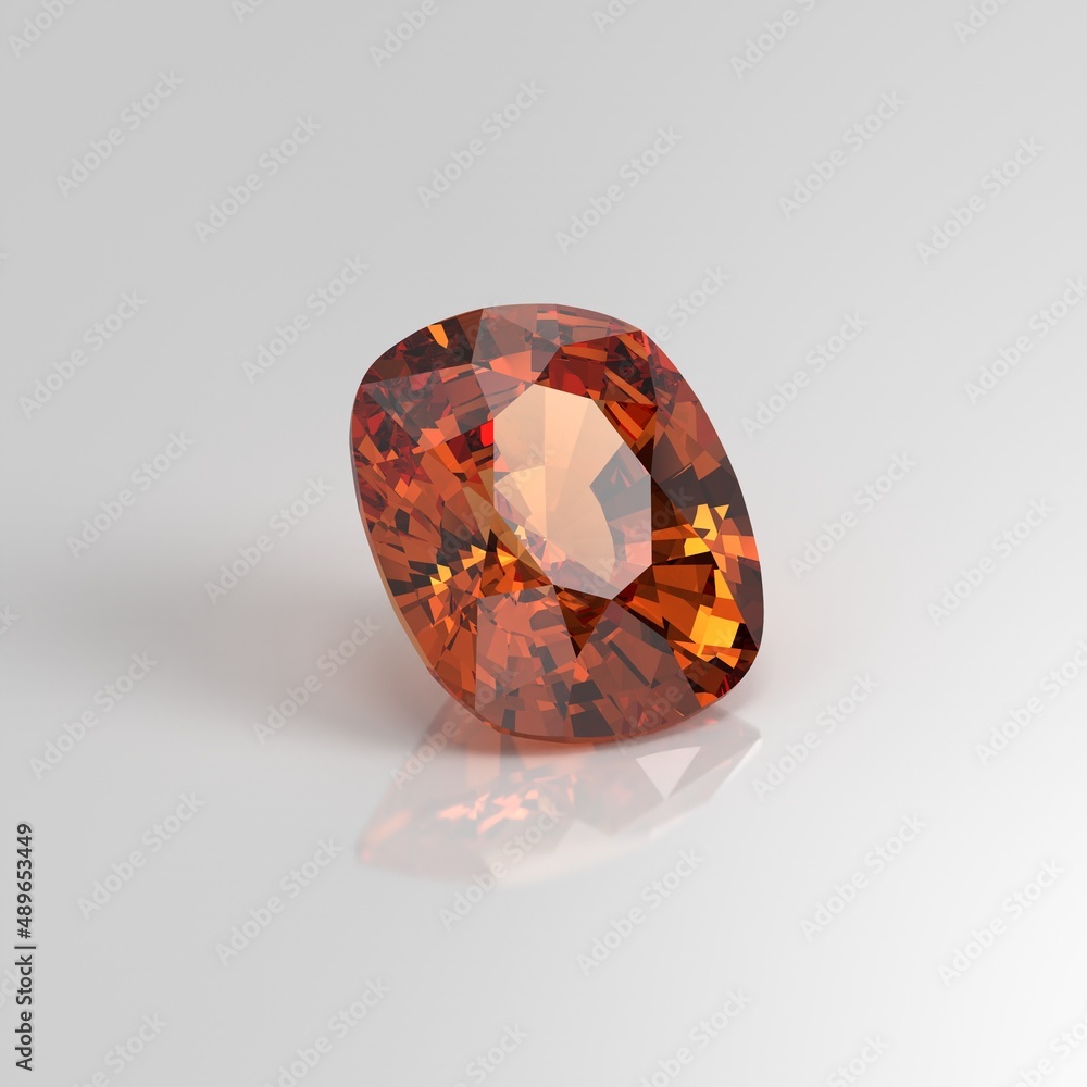 citrine gemstone cushion 3D render citrine gemstone cushion 3D render