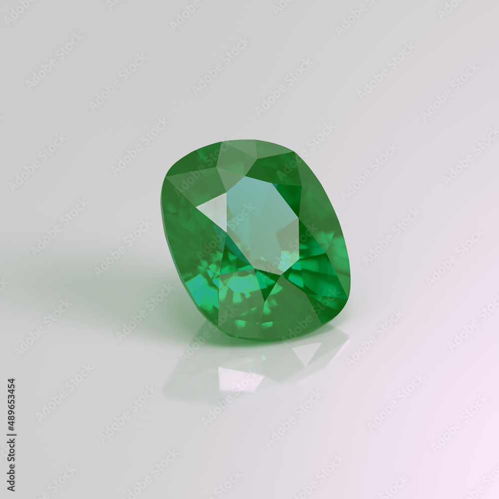 emerald gemstone cushion 3D render emerald gemstone cushion 3D render