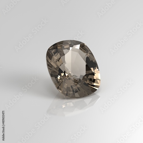 smoky quartz gemstone cushion 3D render