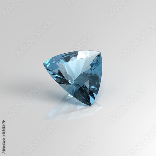 aquamarine gemstone trillion 3D render