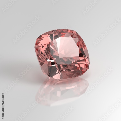 rose quartz gemstone cushion square 3D render