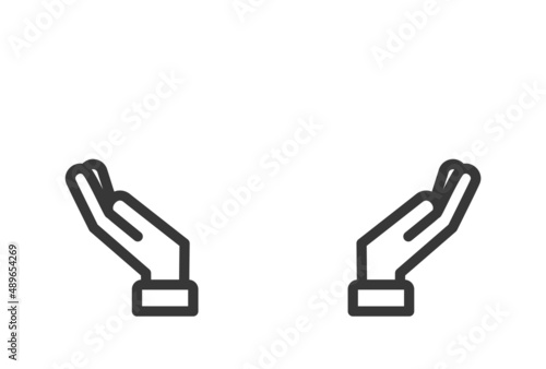 やさしく両手差し出す人の手のアイコン - ハンドメイド・保護者・安心のイメージ素材
