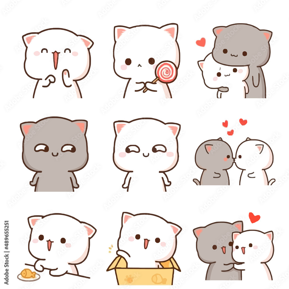 cute cats icon set, Stock vector