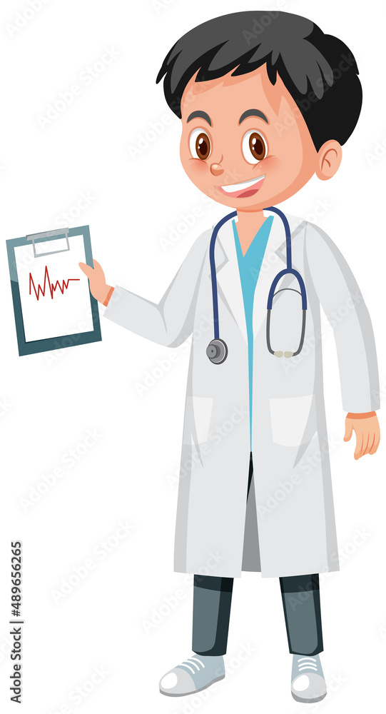 A male doctor cartoon character on white background