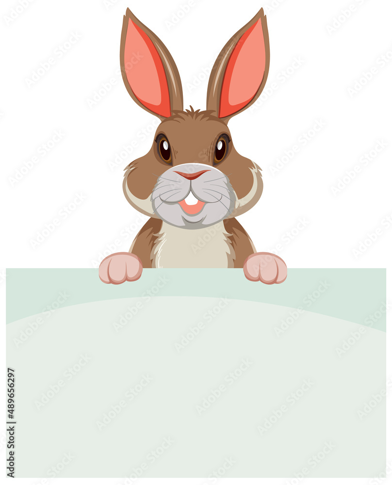 Obraz premium Cute brown bunny holding paper