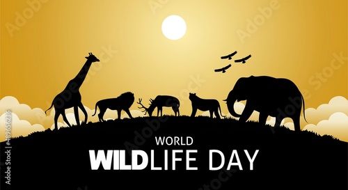 World Wildlife Day vector illustration. Suitable for Poster, Banners, campaign and greeting card. 