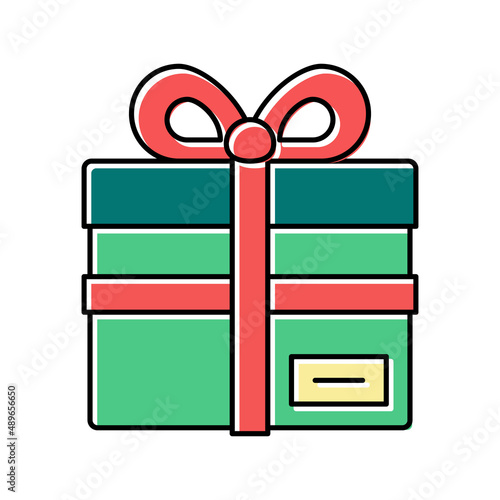 gift box with ribbon bow color icon vector illustration