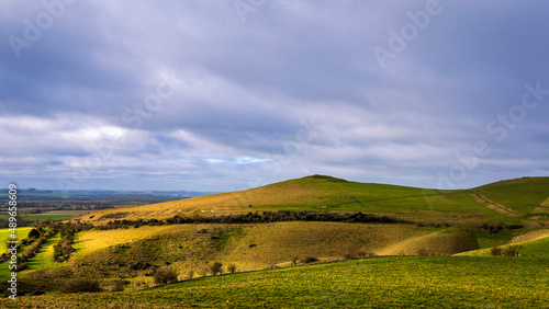 Fototapeta Naklejka Na Ścianę i Meble -  View across Pewsey Downs and Walkers hill from Knap hill Wiltshire south west England