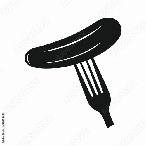 Marinated cucumber on the fork, vector symbol