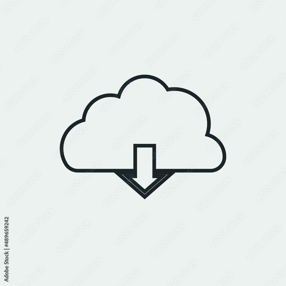 Cloud download vector icon illustration sign Cloud download vector icon illustration sign