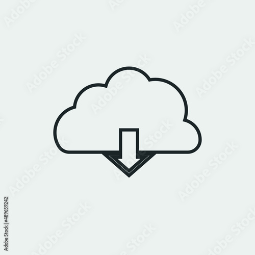 Cloud download vector icon illustration sign 